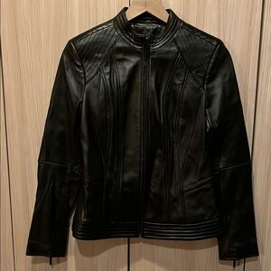 G.I.L.I. Black Leather Jacket with Quilted Details